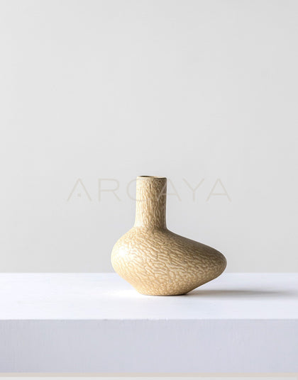 Wabi Sabi Ochre Textured Ceramic Vase - scene