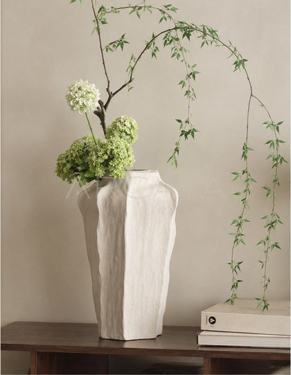 Wabi Sabi Textured Plain White Vase Entryway - scene