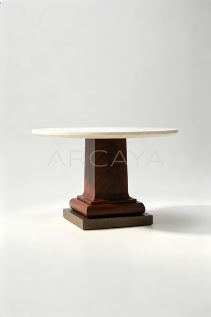 Cream Travertine Round Table - scene