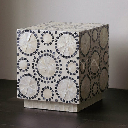 Shell Inlay Multi Use Side Table Stool - main