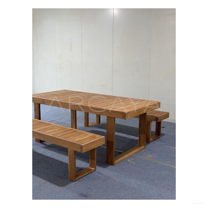 Teak Webbing Outdoor Set - scene