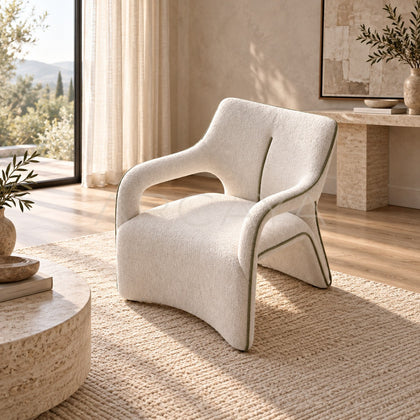 Minimalist Oriental Fabric Lounge Chair - scene