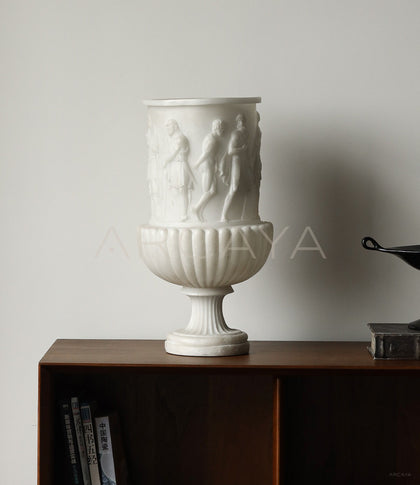 Roman Relief Mid Century Art Vase - scene