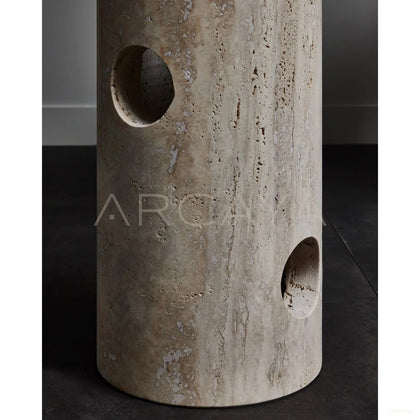Natural Travertine Curved Console Table - scene