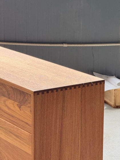 Burmese Teak Nine Drawer Chest - detail