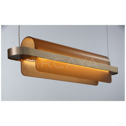 Linear Amber Arc Sheet Pendant Light 80607 - scene