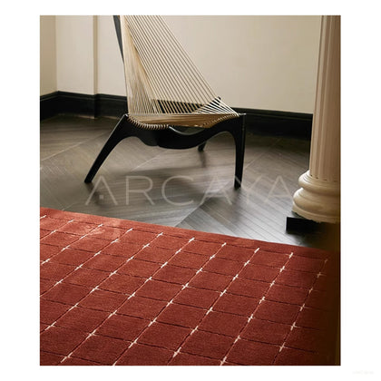 Terracotta Dot Check Rug Dsm P022 F - scene
