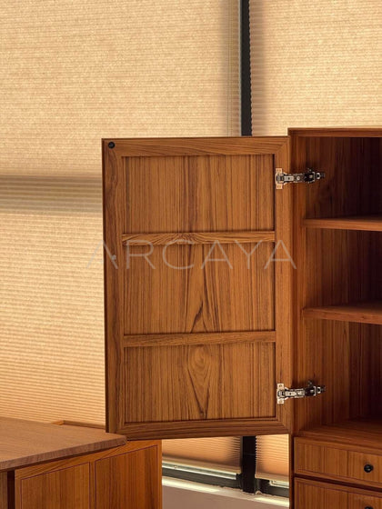 Burmese Teak Mid Century Two Door Four Drawer Cabinet - detail