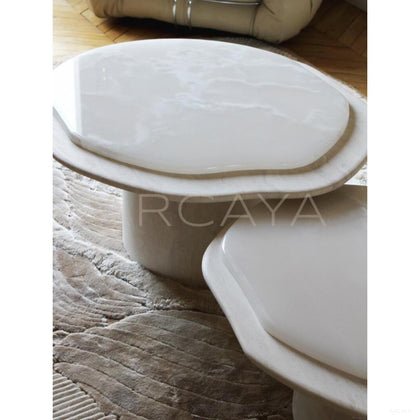 Aston Super White Travertine Piece — Coffee Table - scene
