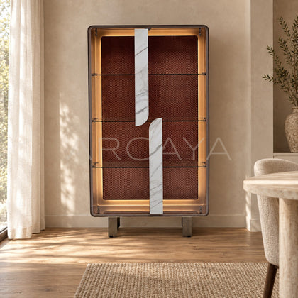 Curved Glass Lighted Display Cabinet - scene