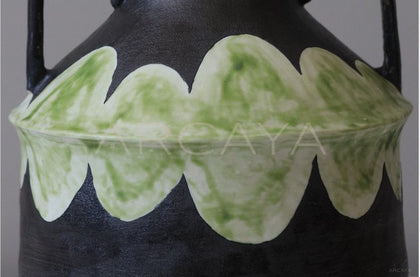 Dadan Double Ear Hand Painted Art Vase - scene
