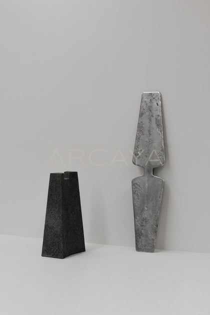 Exhuma Cast Metal Volcanic Stone Console Table - scene
