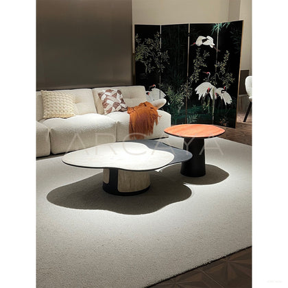 Italian Irregular Cloud Travertine Coffee Table - scene