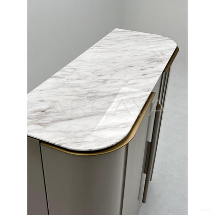 Vertical Stripe Marble Sideboard Wine Cabinet - scene