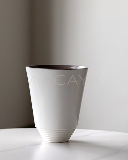 Matte White Swirl Cone Ceramic Vase - scene
