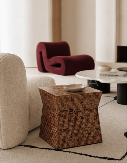 Woven Texture Art Side Table - scene