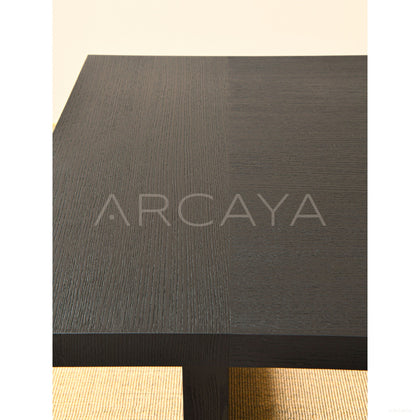 Old Money Oak Matte Black Brushed Long Dining Table - scene