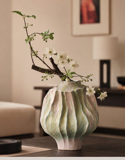 Handmade Pleated Ceramic Vase - scene