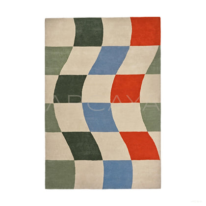 Colorful Wave Checkerboard Rug Dsm P010 C03 - main