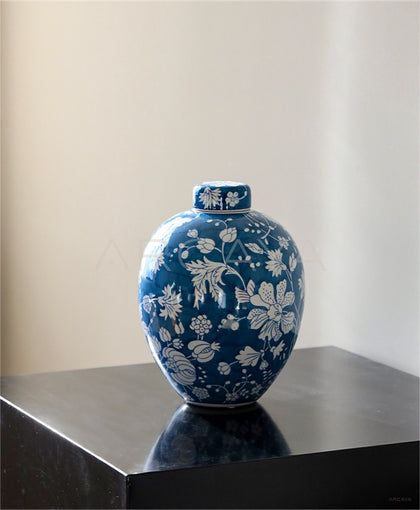 Blue White Porcelain Jar Vase Living Room - scene