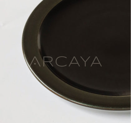 Handmade Black Glaze Wide Rim Deep Plate - scene