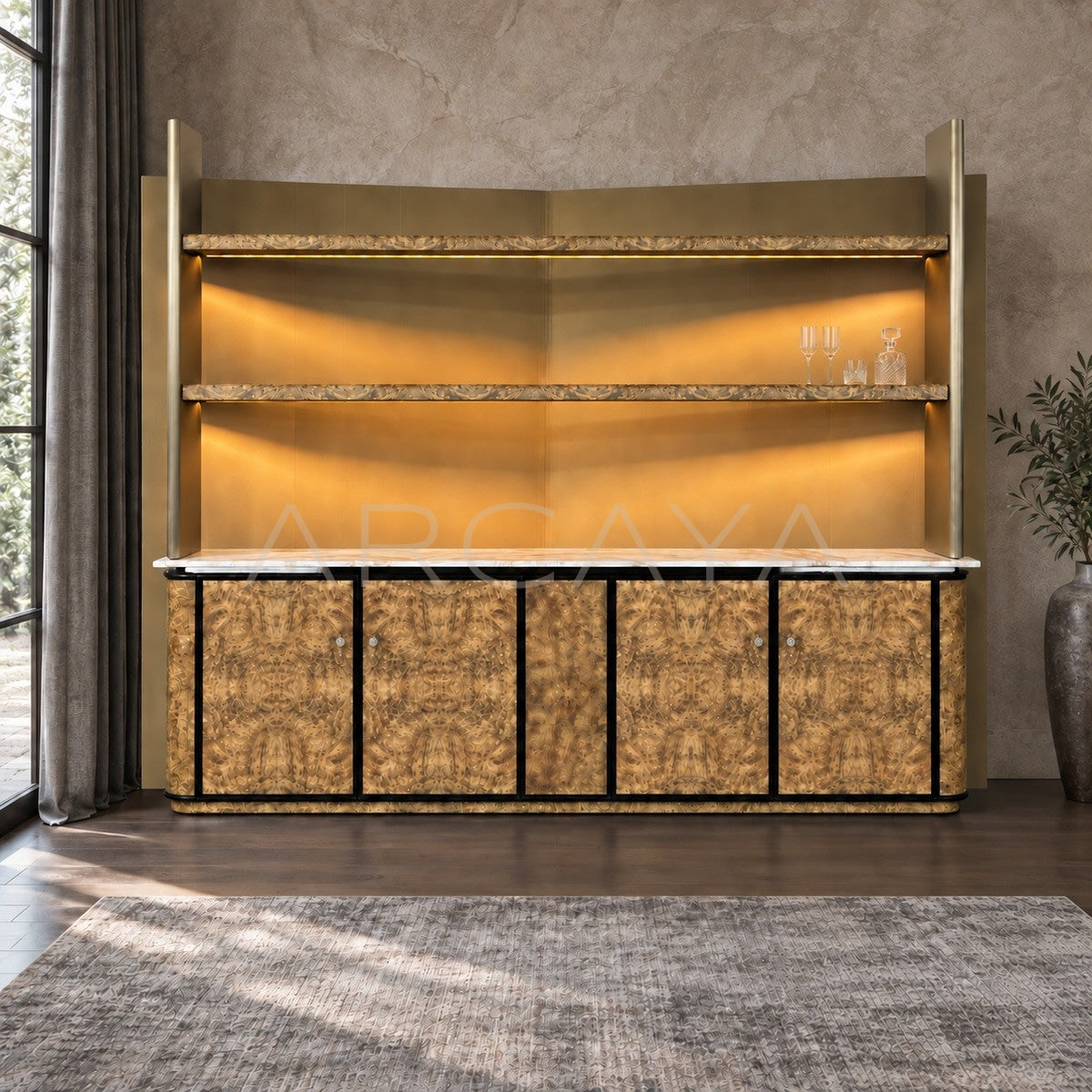 Burl Veneer Bookcase - main