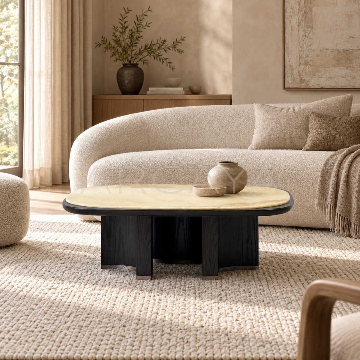 Warm Jade Persian White Coffee Table in detail