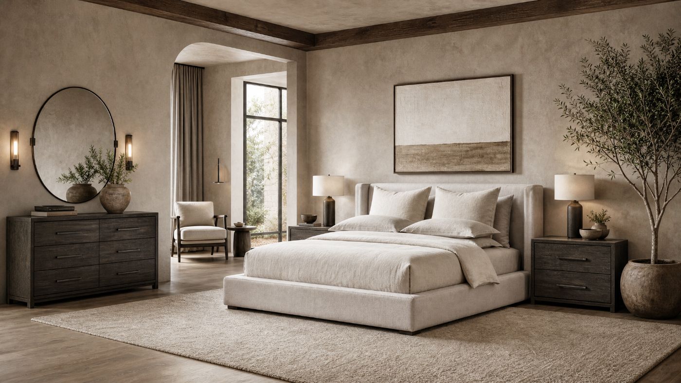 Fabric Beds in a modern room