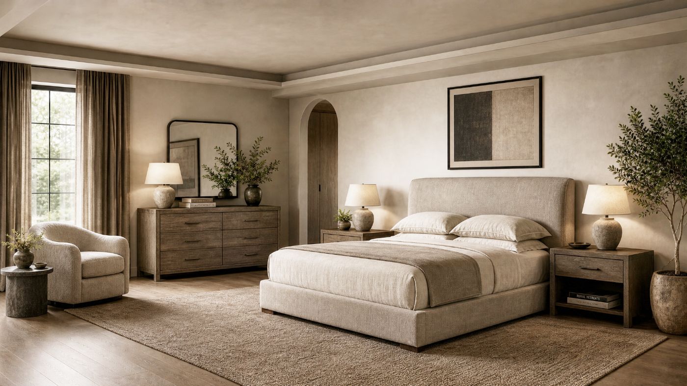 Fabric Beds in a modern room