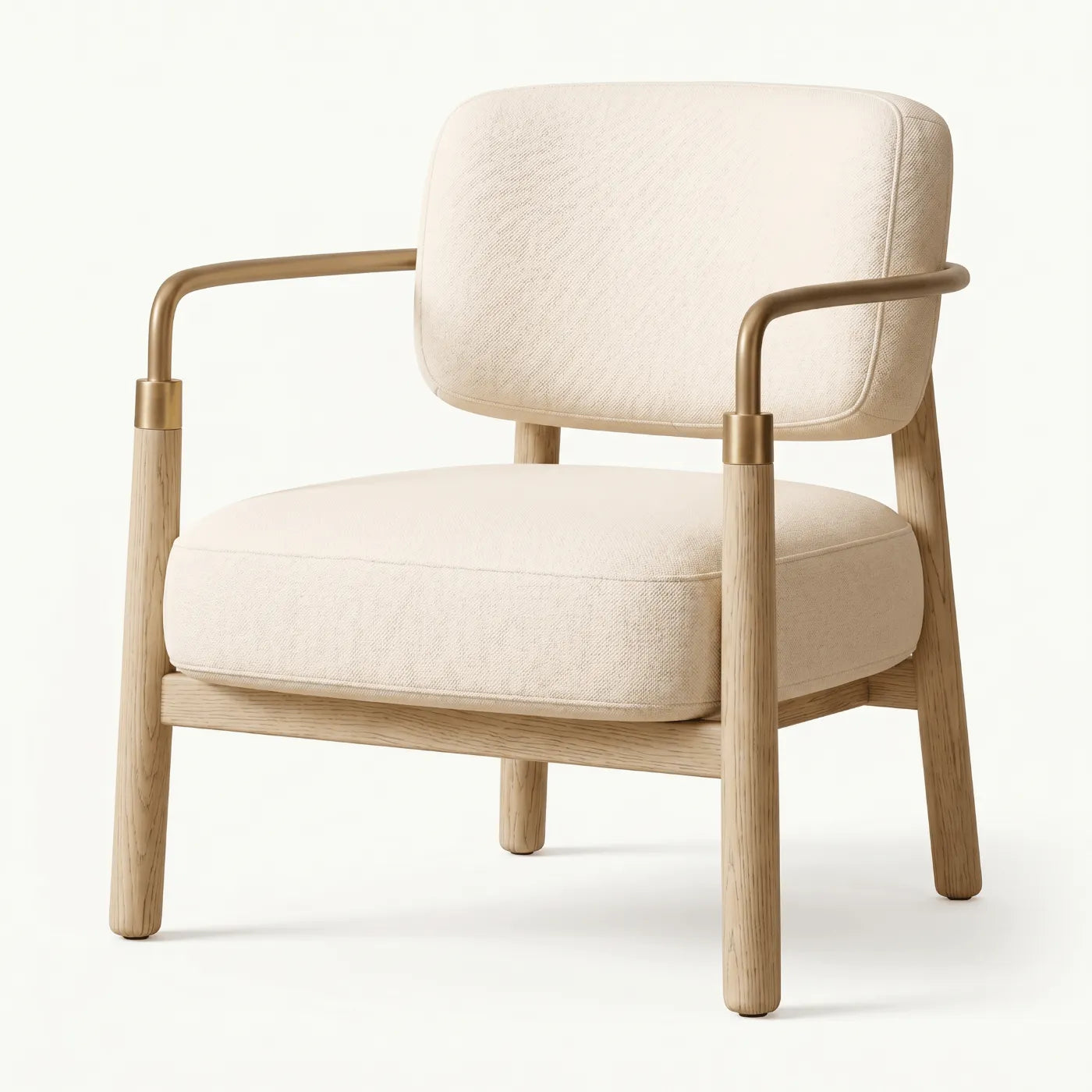Metal and oak frame fabric armchair