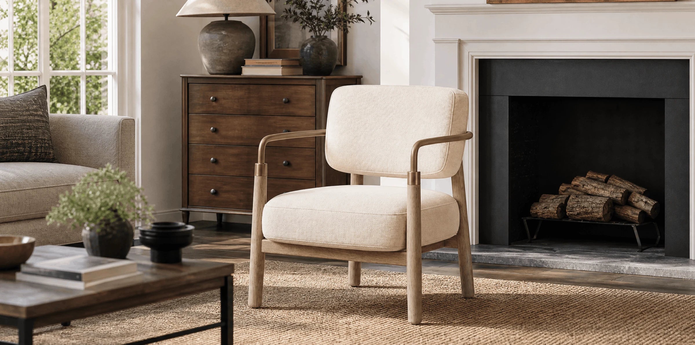 Fabric lounge chair interior