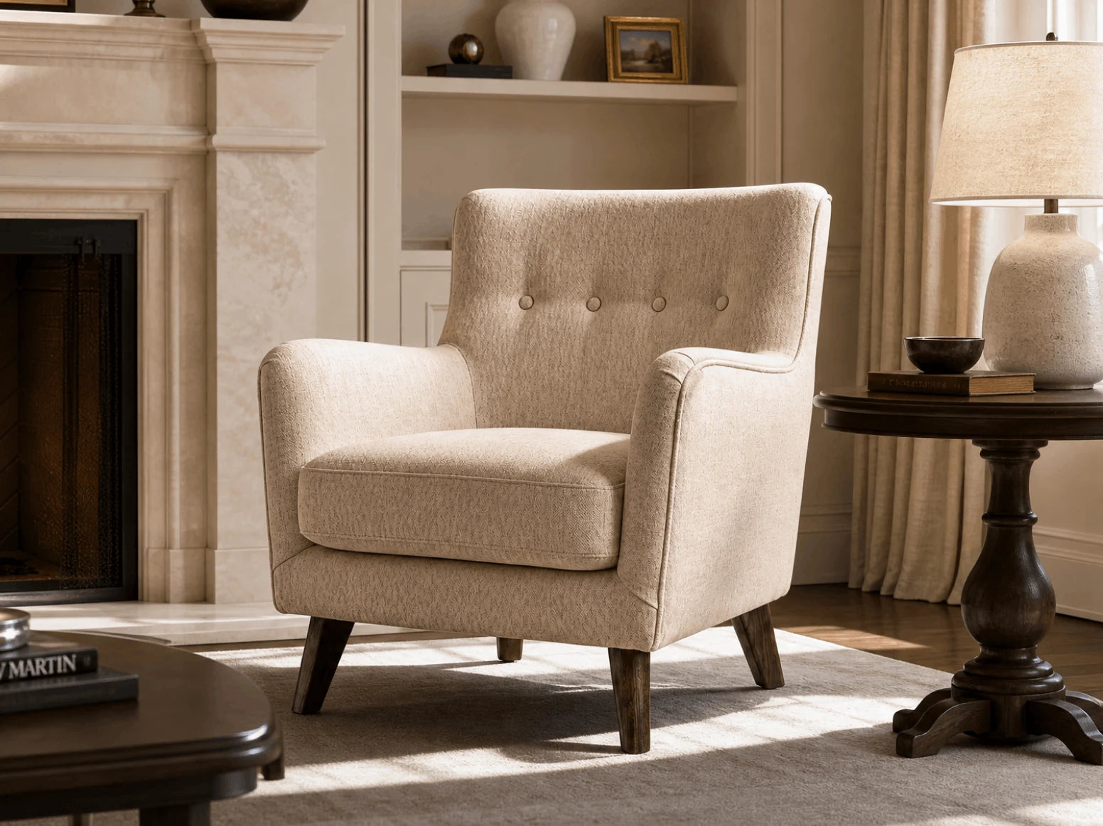 Contemporary fabric lounge chair