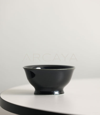 Handmade Black Gold Footed Tea Bowl - scene