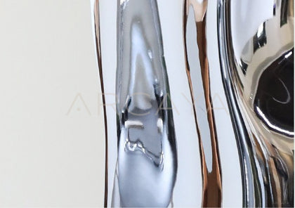 Twisted Pleated Silver Plated Ceramic Vase - scene