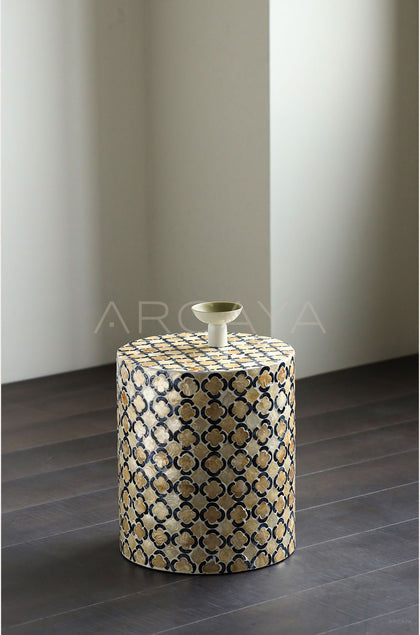 Vintage Shell Inlay Side Table - scene