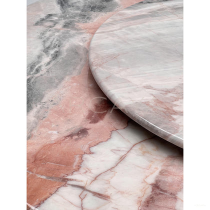 Double Leaf Base Pink Stone Round Table - scene