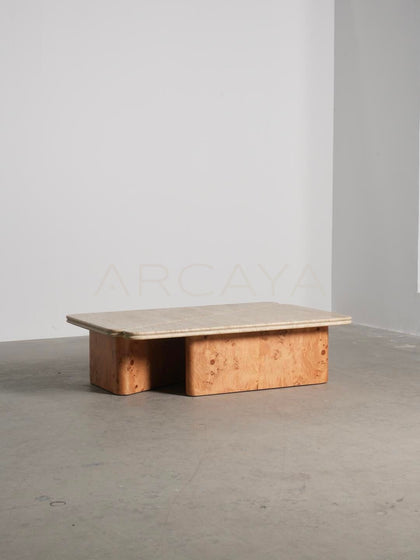 Raw Travertine Burl Coffee Table - scene