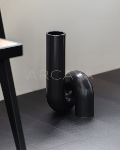 Black Twisted Tube Ceramic Vase - scene