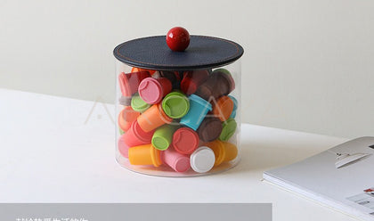 Leather Wrapped Glass Storage Jar - scene