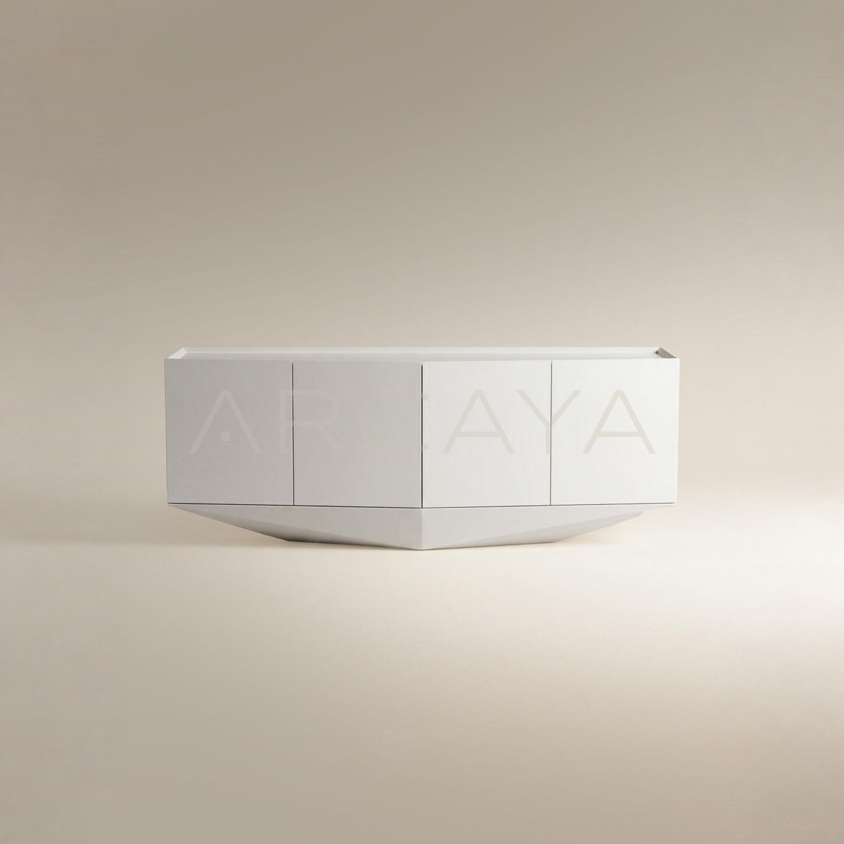 Pure White Matte Pyramid Base Four Door Sideboard - main