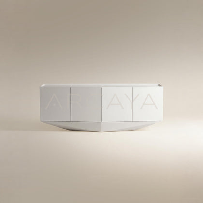 Pure White Matte Pyramid Base Four Door Sideboard - main