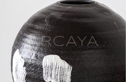 Sunxun Collab Black Brushed Ceramic Vase - scene