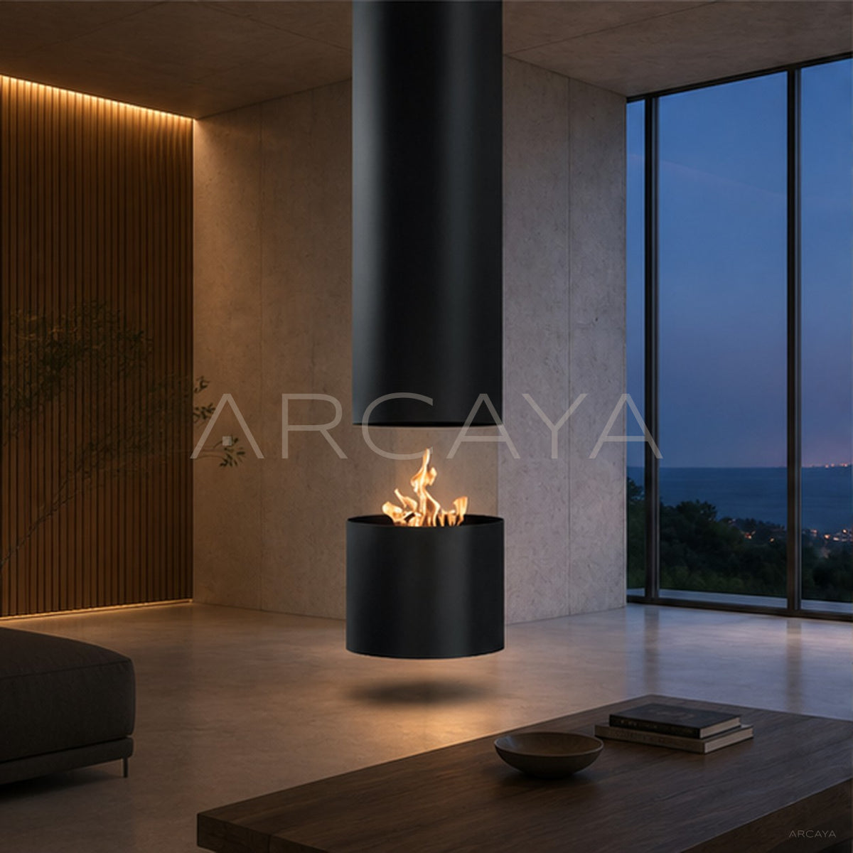 Vic Hanging Fireplace 56 in detail