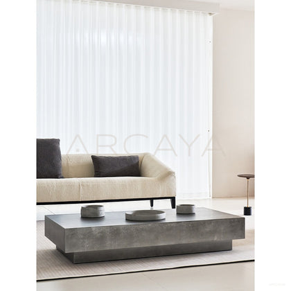 Mid Century Wabi Sabi Concrete Coffee Table - scene