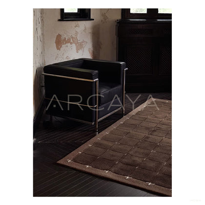 Dark Brown Dot Check Rug Dsm P020 C02 - scene