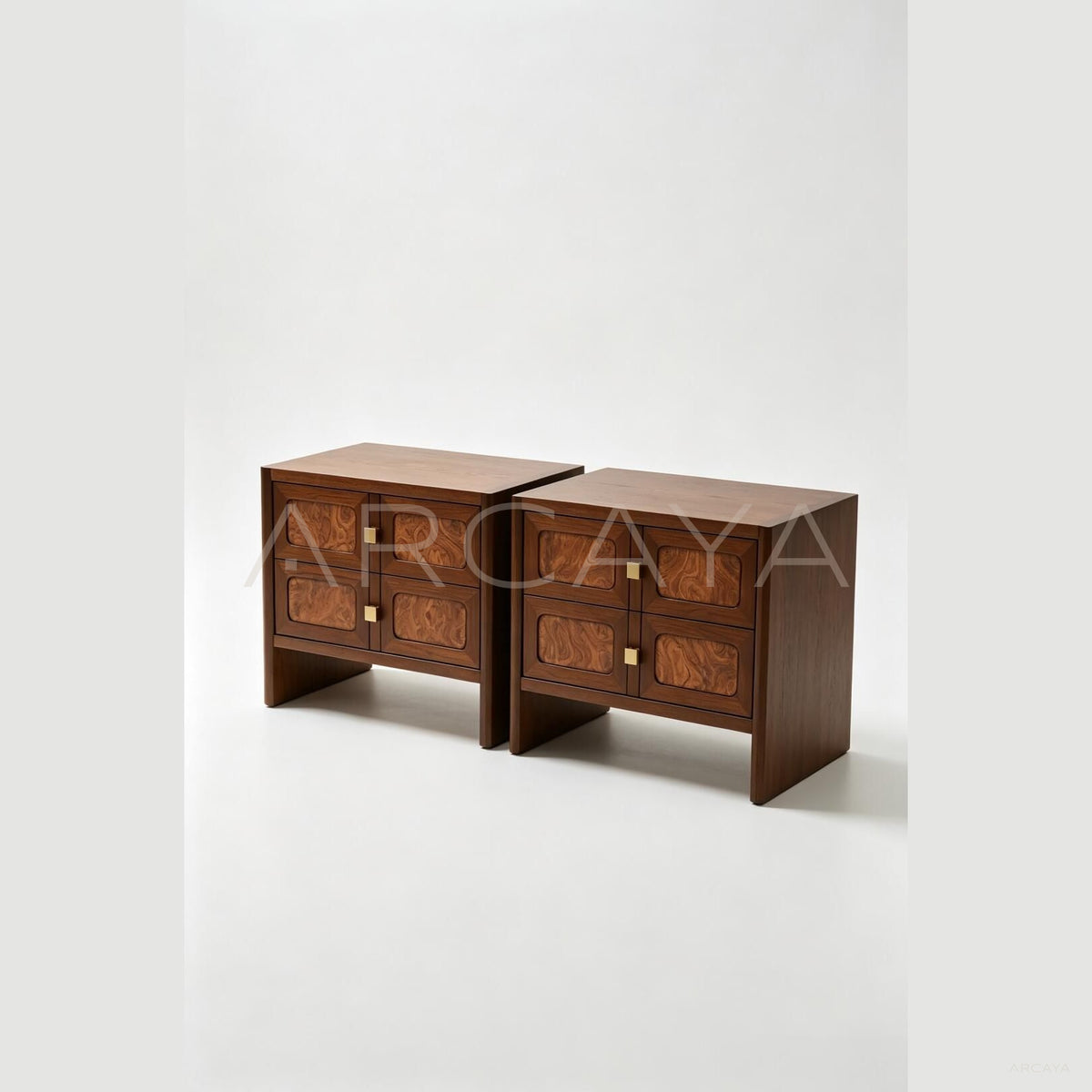 Burl Veneer Nightstand in detail