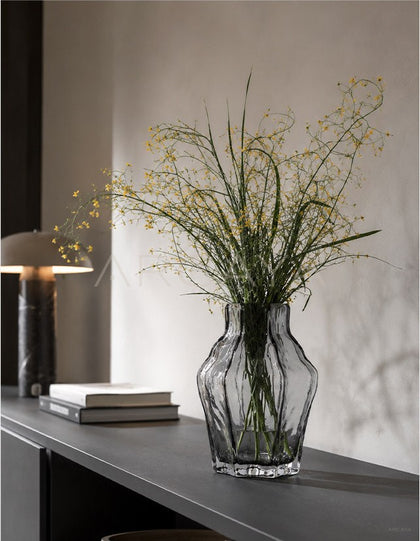 Angular Clear Glass Vase Dining - scene