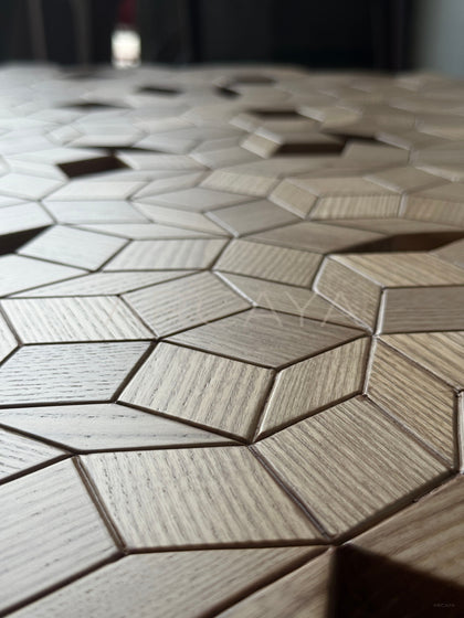 Solid Wood Carved Patchwork Coffee Table - detail
