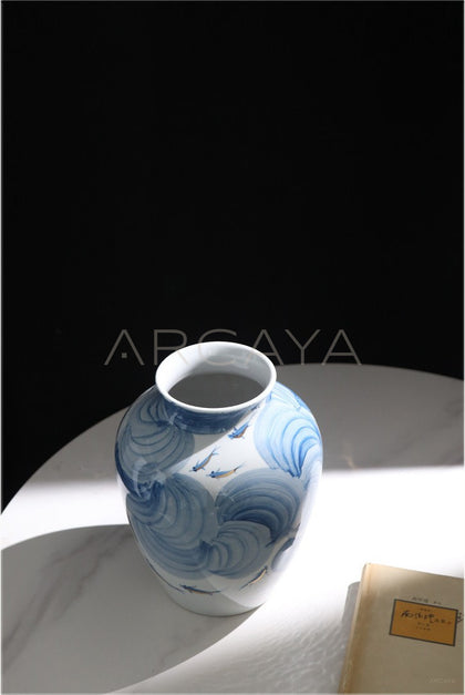 Jingdezhen Blue White Jar Vase Vintage - scene