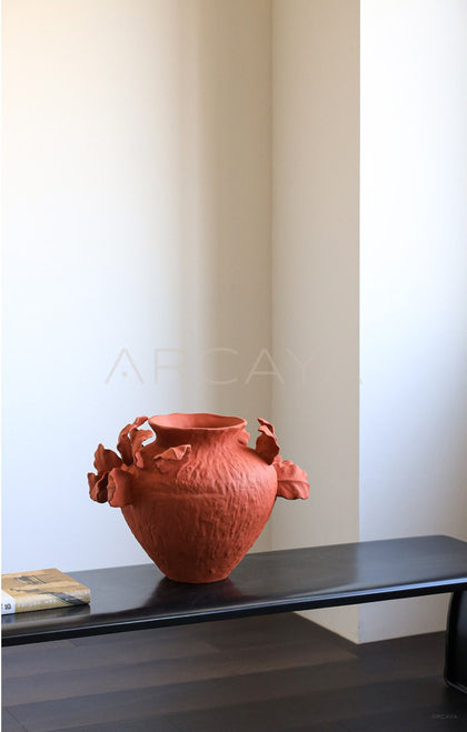 Jingdezhen Red Ceramic Jar Vase - scene
